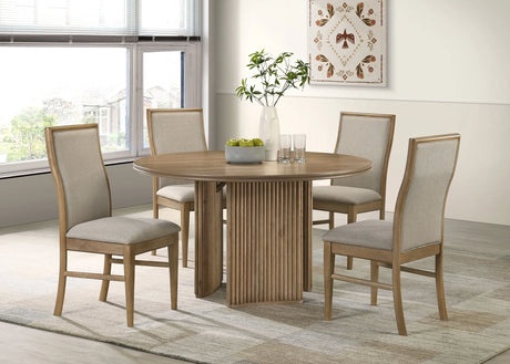 Adina Distressed Light Brown 53-inch Round Wood Dining Table by Coaster at Eve Furniture