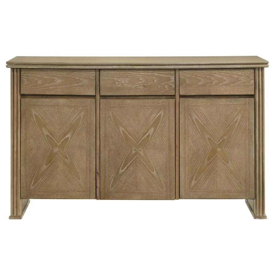 Adina Distressed Light Brown 8-Piece Extension Dining Set with Sideboard by Coaster at Eve Furniture