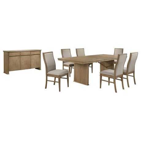 Adina Distressed Light Brown 8-Piece Extension Dining Set with Sideboard by Coaster at Eve Furniture