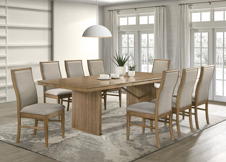 Adina Distressed Light Brown 9-Piece Extension Leaf Dining Set by Coaster at Eve Furniture