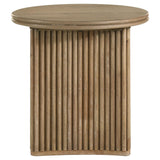 Adina Distressed Light Brown Round Wood Side End Table by Coaster at Eve Furniture