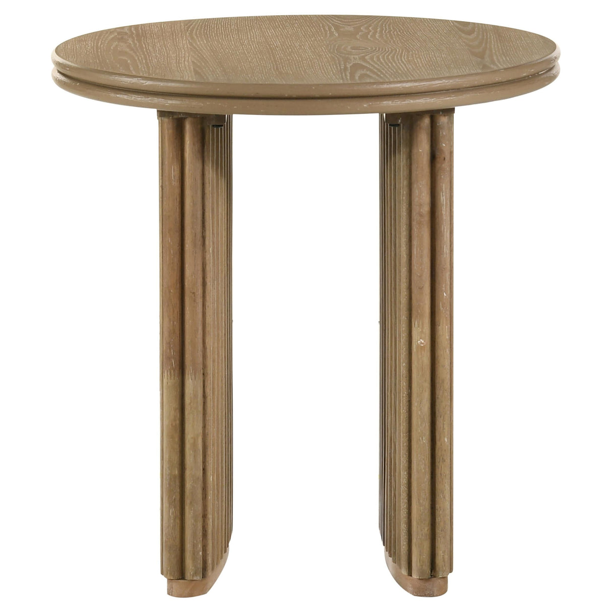 Adina Distressed Light Brown Round Wood Side End Table by Coaster at Eve Furniture
