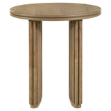 Adina Distressed Light Brown Round Wood Side End Table by Coaster at Eve Furniture