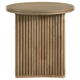 Adina Distressed Light Brown Round Wood Side End Table by Coaster at Eve Furniture