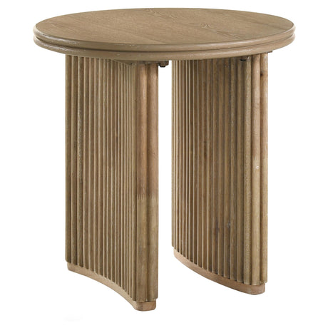 Adina Distressed Light Brown Round Wood Side End Table by Coaster at Eve Furniture