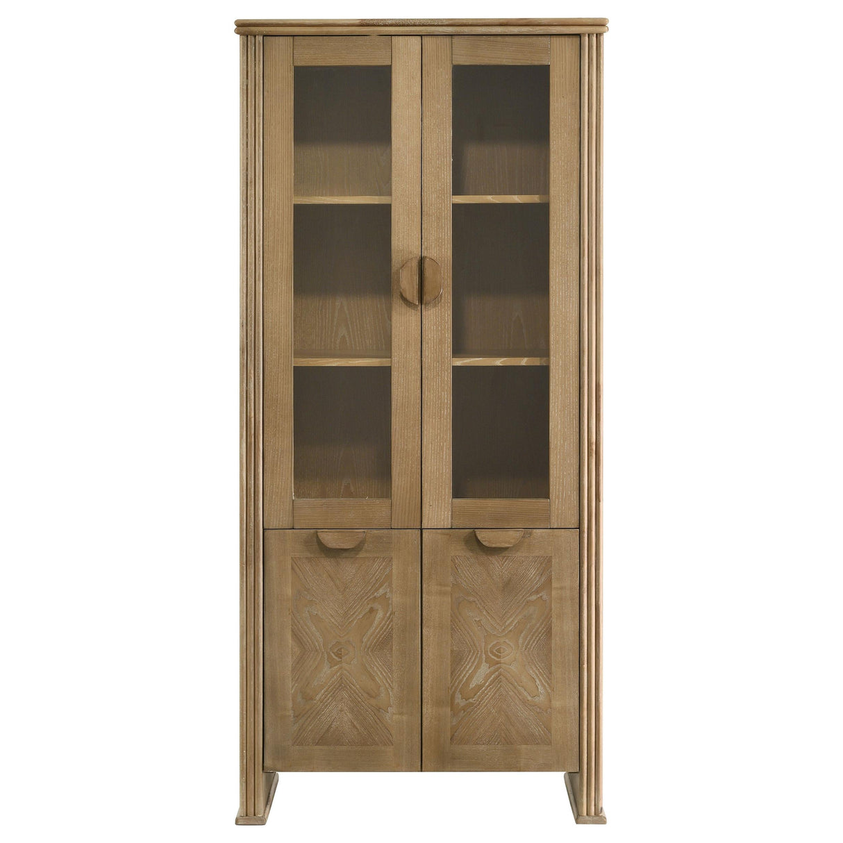 Adina Distressed Light Brown Tall Dining Display Cabinet by Coaster at Eve Furniture
