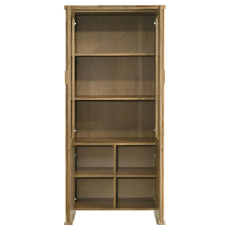 Adina Distressed Light Brown Tall Dining Display Cabinet by Coaster at Eve Furniture