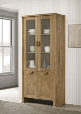 Adina Distressed Light Brown Tall Dining Display Cabinet by Coaster at Eve Furniture