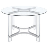 Adino 47-inch Round Glass Top Acrylic Dining Table Chrome