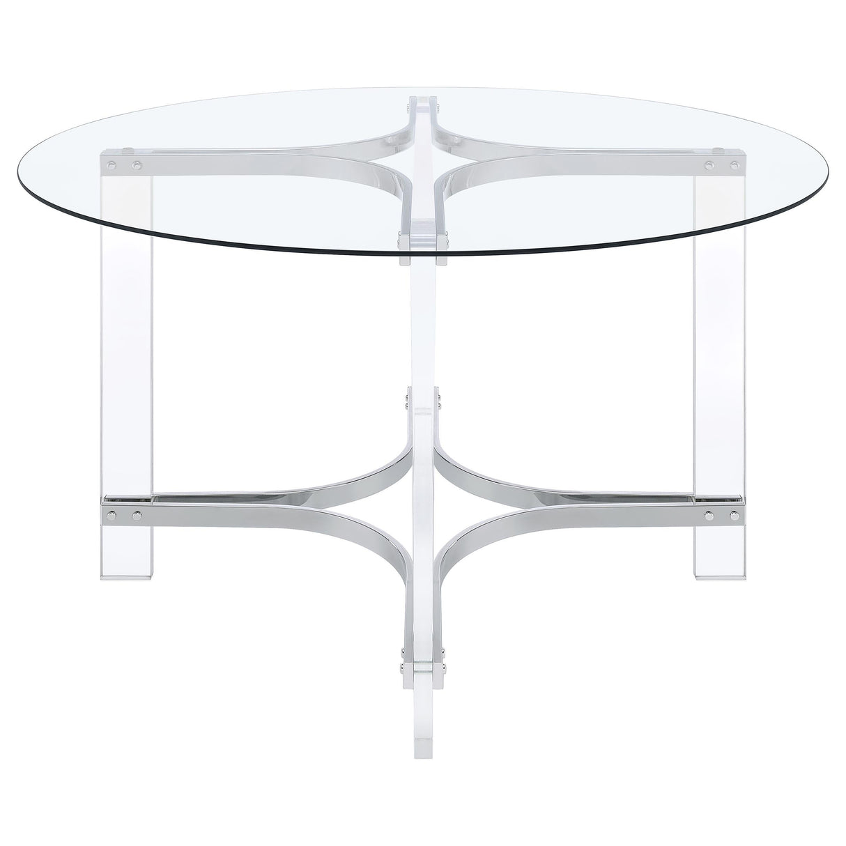 Adino 47-inch Round Glass Top Acrylic Dining Table Chrome