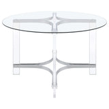 Adino 47-inch Round Glass Top Acrylic Dining Table Chrome