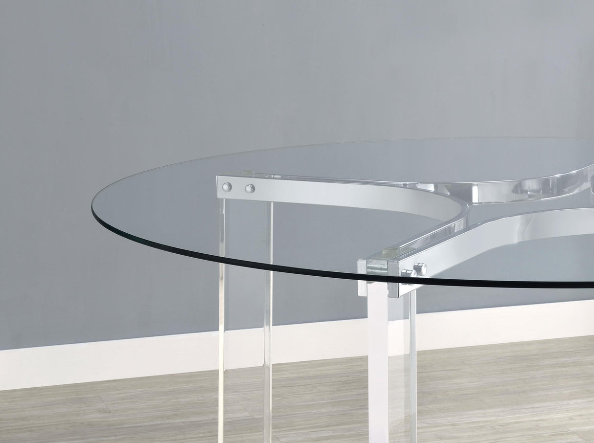 Adino 47-inch Round Glass Top Acrylic Dining Table Chrome