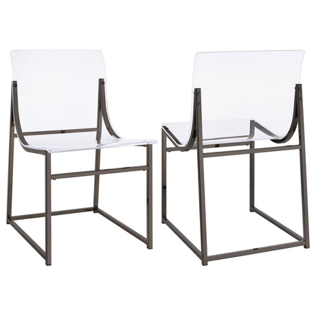 Adino Acrylic Dining Side Chair Clear and Black Nickel (Set of 2) by Coaster at Eve Furniture