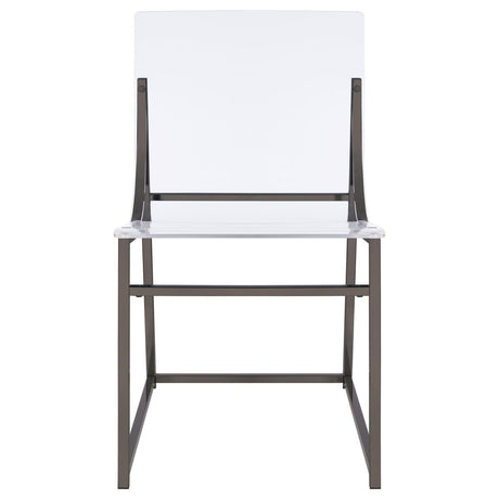 Adino Acrylic Dining Side Chair Clear and Black Nickel (Set of 2) by Coaster at Eve Furniture
