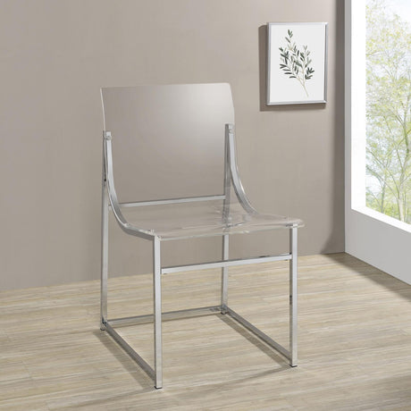 Adino Acrylic Dining Side Chair Clear and Chrome (Set of 2) by Coaster at Eve Furniture