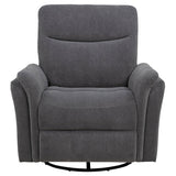 Adler Charcoal Gray Upholstered Power Swivel Glider Recliner by Coaster at Eve Furniture