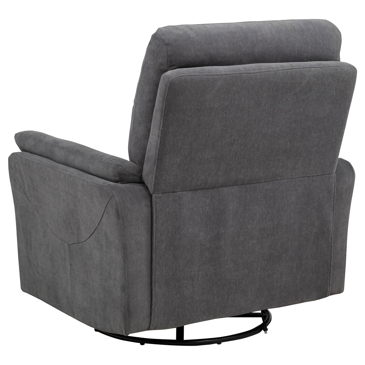 Adler Charcoal Gray Upholstered Power Swivel Glider Recliner by Coaster at Eve Furniture