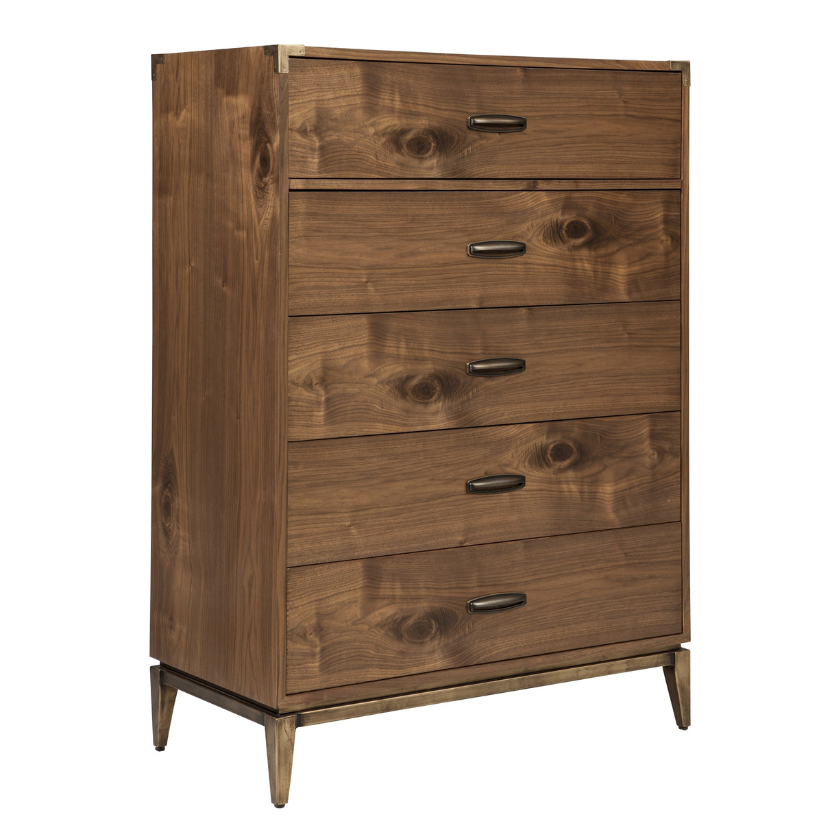 Adler Five Drawer Chest in Natural Walnut by Modus Furniture at Eve Furniture