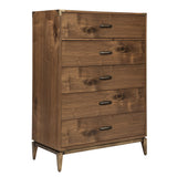 Adler Five Drawer Chest in Natural Walnut by Modus Furniture at Eve Furniture