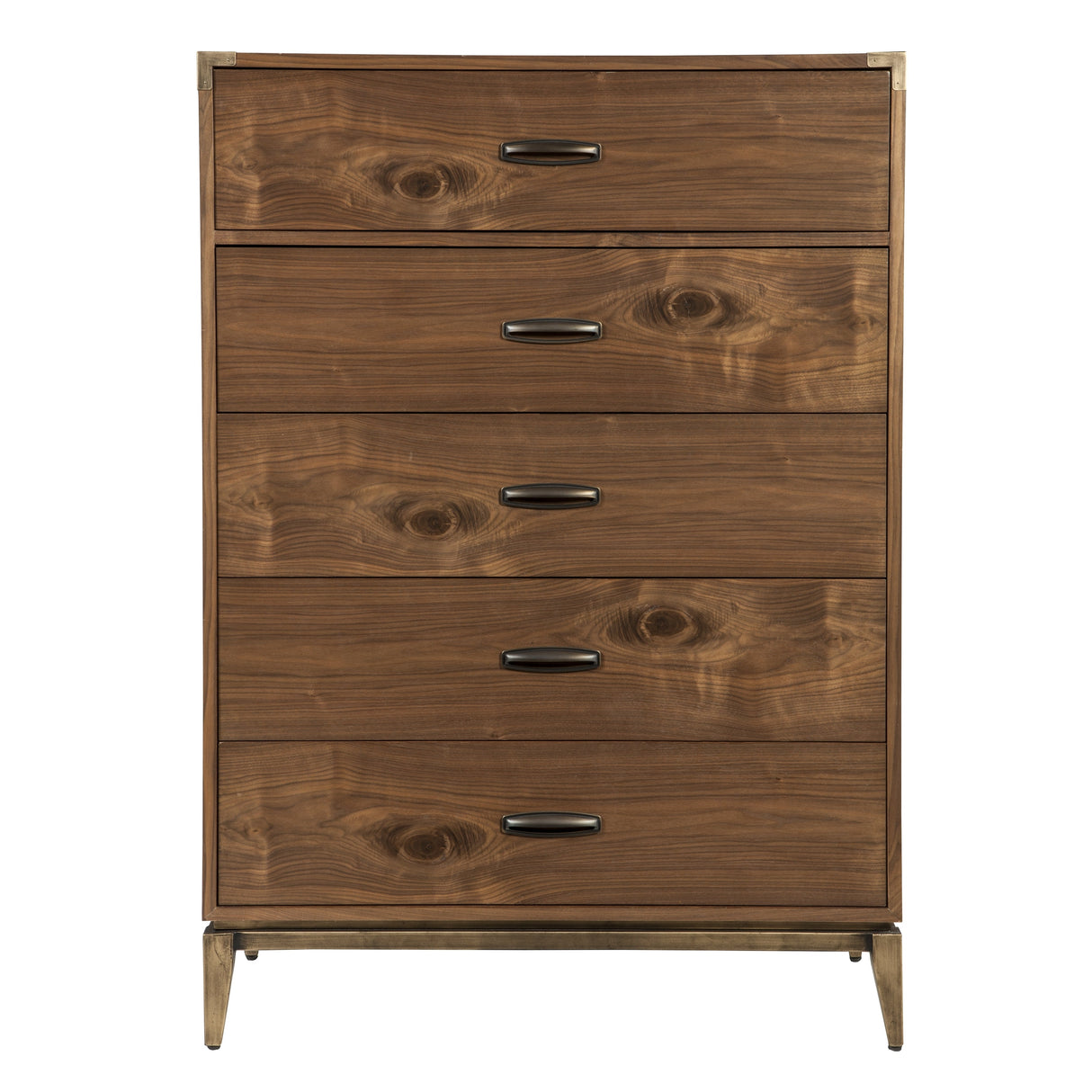 Adler Five Drawer Chest in Natural Walnut by Modus Furniture at Eve Furniture