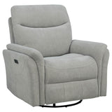 Adler Ivory Upholstered Power Swivel Glider Recliner by Coaster at Eve Furniture