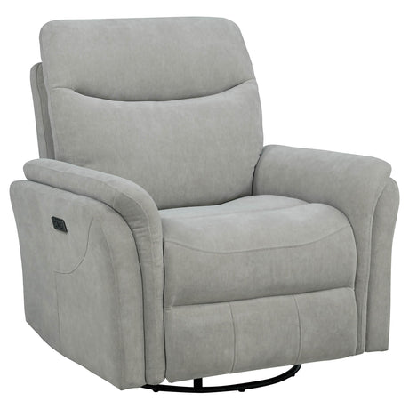 Adler Ivory Upholstered Power Swivel Glider Recliner by Coaster at Eve Furniture