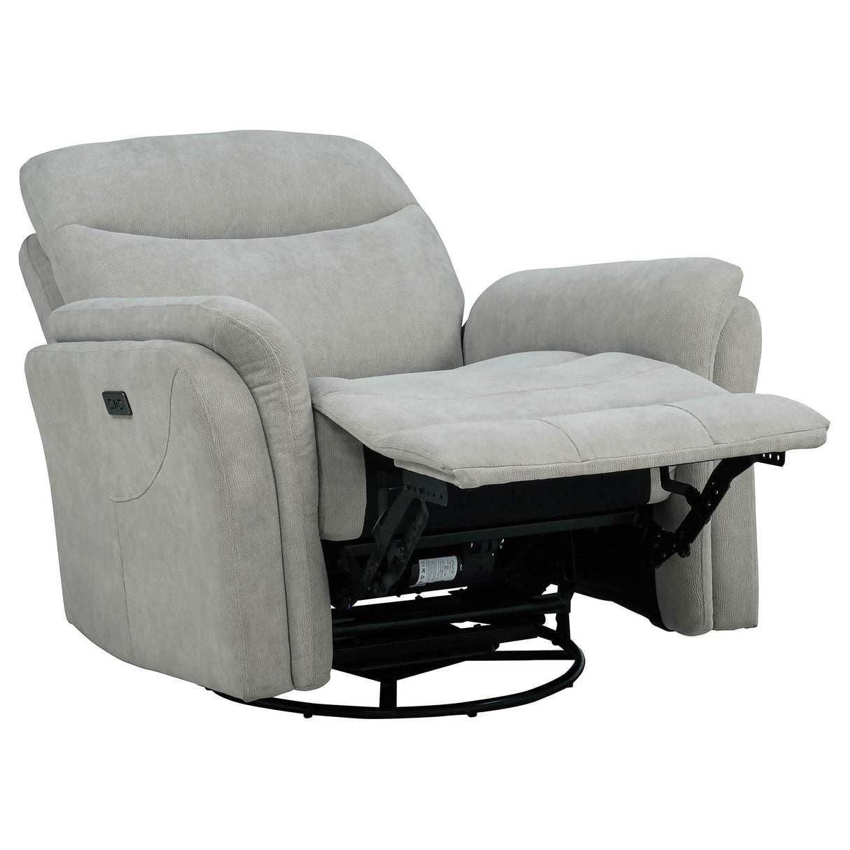 Adler Ivory Upholstered Power Swivel Glider Recliner by Coaster at Eve Furniture