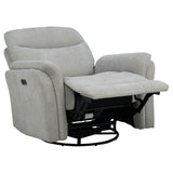 Adler Ivory Upholstered Power Swivel Glider Recliner by Coaster at Eve Furniture