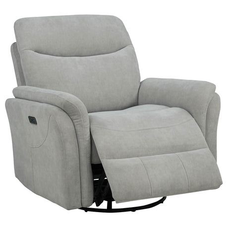 Adler Ivory Upholstered Power Swivel Glider Recliner by Coaster at Eve Furniture