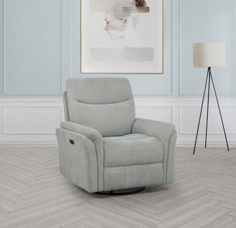 Adler Ivory Upholstered Power Swivel Glider Recliner by Coaster at Eve Furniture