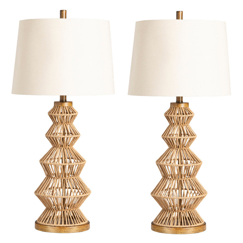 Adler Natural Adler Turreted Woven Table Lamp (Set of 2) by Crestview at Eve Furniture