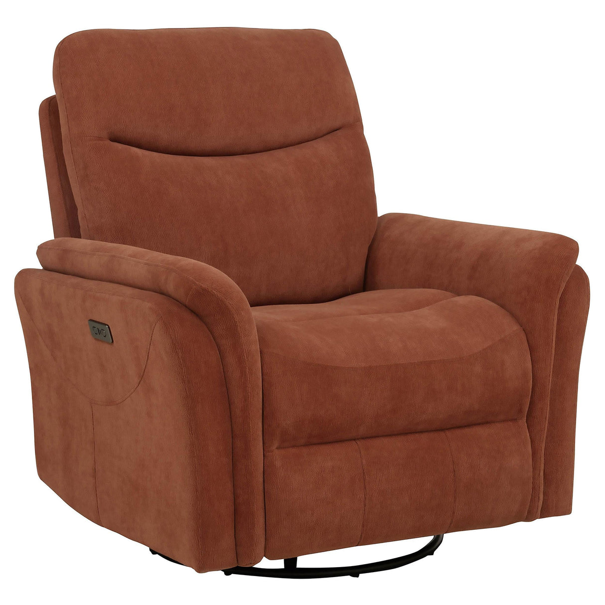 Adler Rust Upholstered Power Swivel Glider Recliner by Coaster at Eve Furniture
