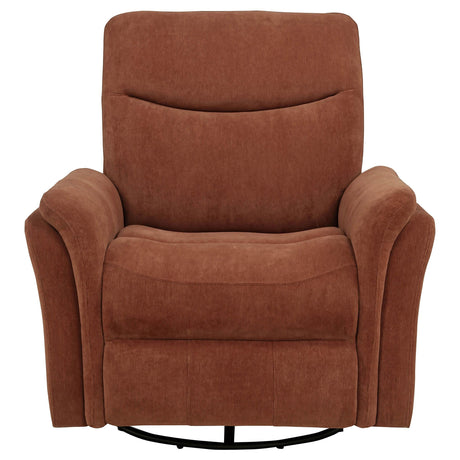 Adler Rust Upholstered Power Swivel Glider Recliner by Coaster at Eve Furniture