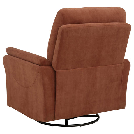 Adler Rust Upholstered Power Swivel Glider Recliner by Coaster at Eve Furniture