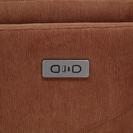 Adler Rust Upholstered Power Swivel Glider Recliner by Coaster at Eve Furniture