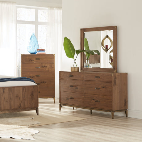 Adler Six Drawer Dresser in Natural Walnut by Modus Furniture at Eve Furniture