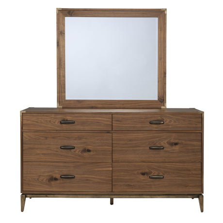 Adler Six Drawer Dresser in Natural Walnut by Modus Furniture at Eve Furniture