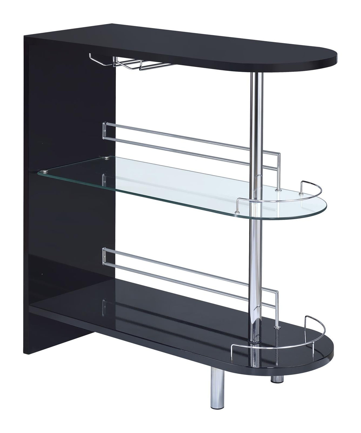 Adolfo Glossy Black/Clear 3-Tier Bar Table