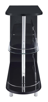 Adolfo Glossy Black/Clear 3-Tier Bar Table