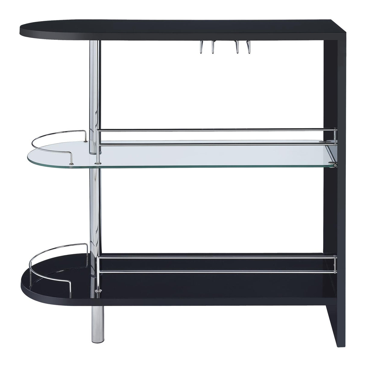 Adolfo Glossy Black/Clear 3-Tier Bar Table