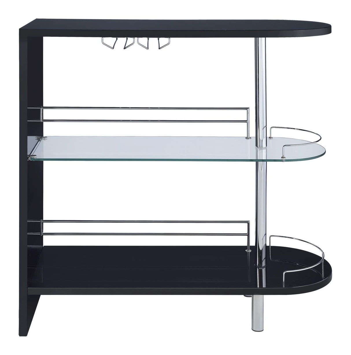 Adolfo Glossy Black/Clear 3-Tier Bar Table