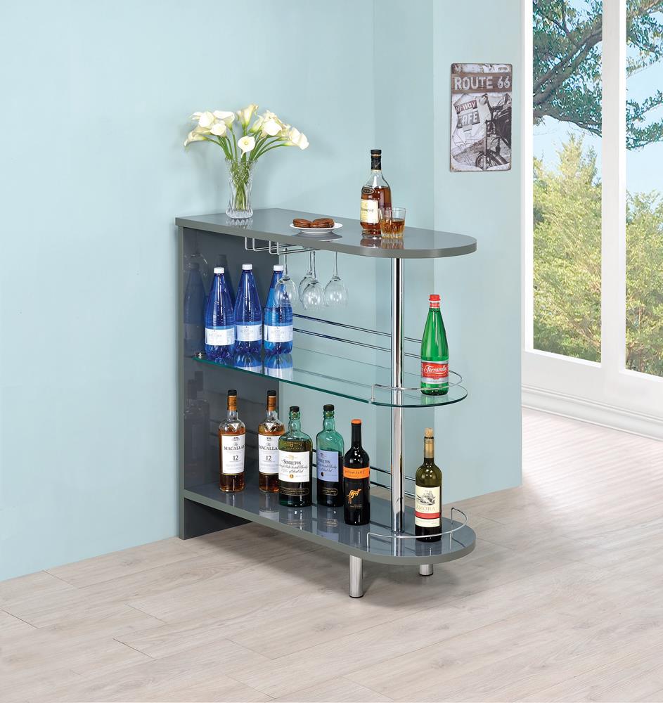 Adolfo Glossy Gray/Clear 3-Tier Bar Table