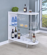 Adolfo Glossy White/Clear 3-Tier Bar Table