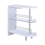 Adolfo Glossy White/Clear 3-Tier Bar Table