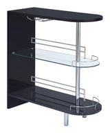 Adolfo Glossy Black/Clear 3-Tier Bar Table by Coaster at Eve Furniture