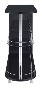 Adolfo Glossy Black/Clear 3-Tier Bar Table by Coaster at Eve Furniture