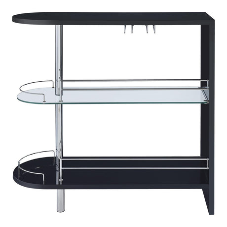 Adolfo Glossy Black/Clear 3-Tier Bar Table by Coaster at Eve Furniture