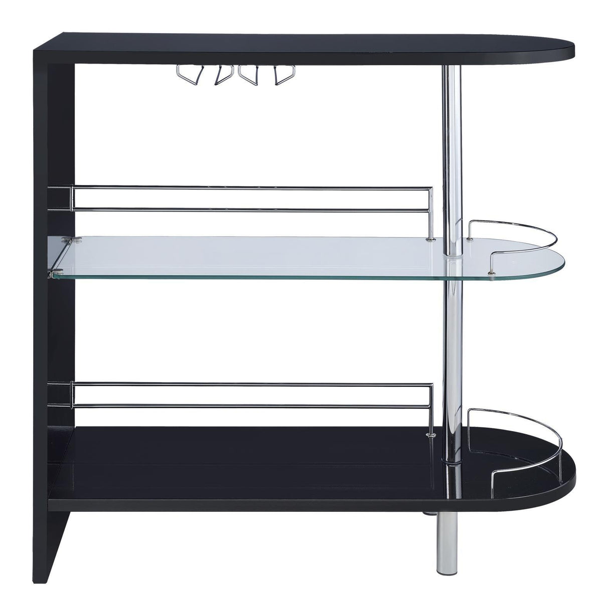 Adolfo Glossy Black/Clear 3-Tier Bar Table by Coaster at Eve Furniture