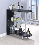 Adolfo Glossy Black/Clear 3-Tier Bar Table by Coaster at Eve Furniture