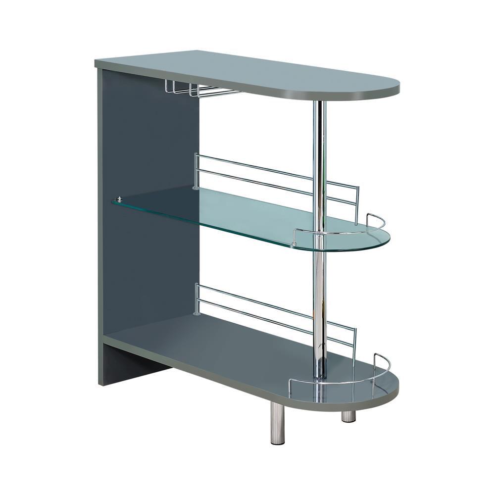 Adolfo Glossy Gray/Clear 3-Tier Bar Table by Coaster at Eve Furniture